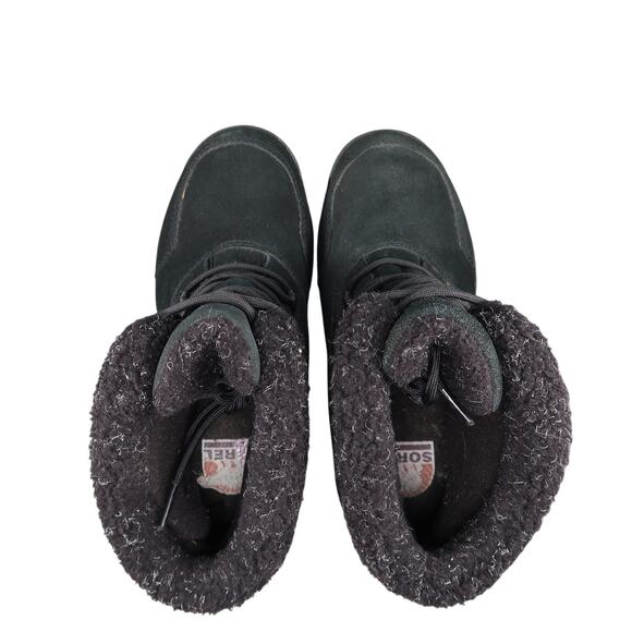 Sorel Boots Womens 8.5 Shoes Waterfall Low Lace Up Leather Winter Snow Black - Picture 7 of 13